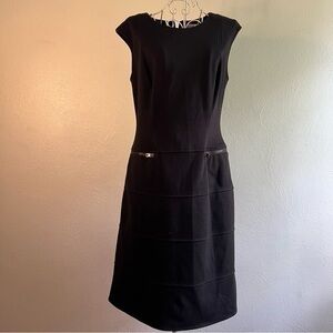 Calvin Klein little black dress, two front zippers at hip line. Sz 4. Like new.